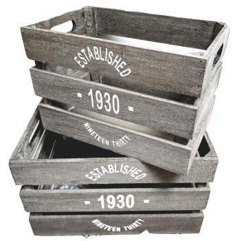 Preview: 2er Set Deko Holzkisten "1930" Used Look